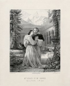 Gilbert Duprez (1806-1896) som Fernando og Rosine Stoltz (1815-1903) som Leonor de Guzmán i akt IV av Gaetano Donizettis La Favorite på Salle Le Peletier i Paris i 1840-1841